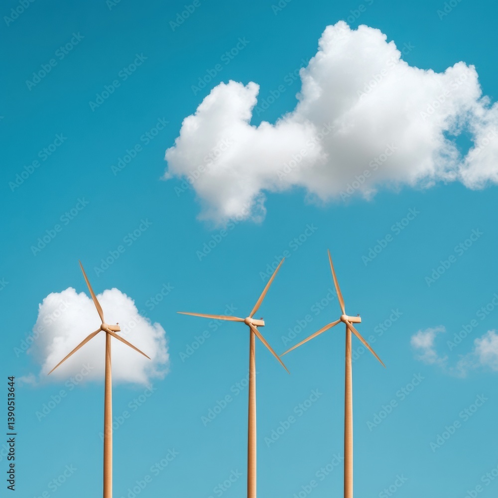 Aufkleber minimalist clean energy innovation sleek wind turbine visualization representing sustainable future 