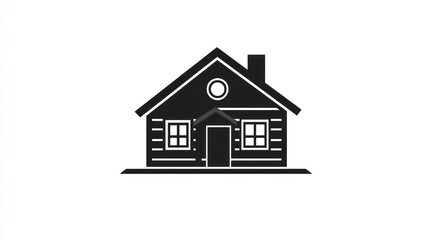 Fototapeta premium Simple Silhouette of a Classic Wooden Cabin