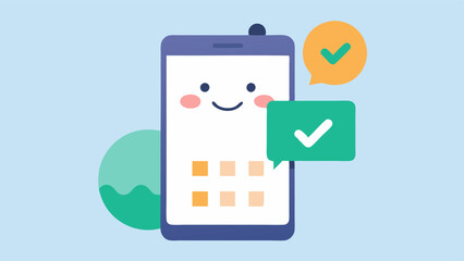 Bill Reminder Notification A smartphone screen alert reminding users of an upcoming bill payment with a cheerful design featuring a calendar icon and a checkmark for completed