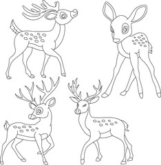 Deer Clipart Set: Hand-drawn Deer Illustrations: Doodle Cartoon Deer Animals for Crafters, Designers, and DIY Lovers.