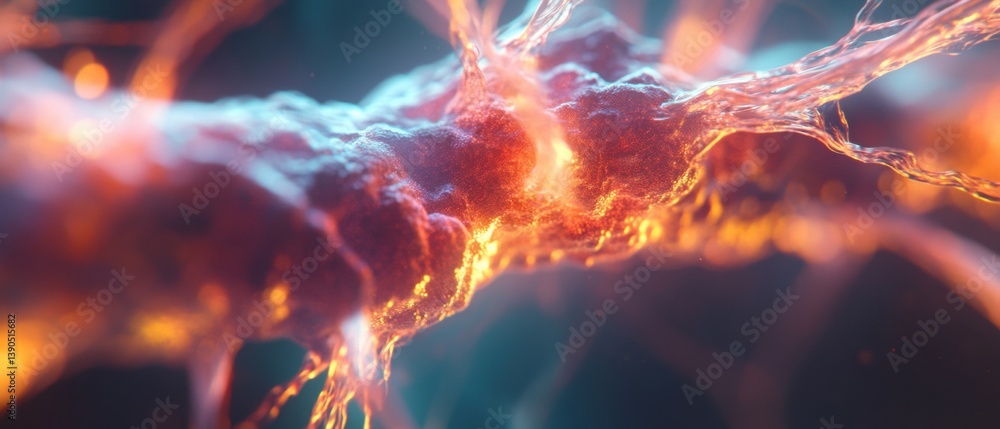 Aufkleber Quantum Neural Networks Immersive AI Visualization of Synaptic Intelligence, Cutting-Edge Computational Neuroscience in Luminescent Macro-Biological
