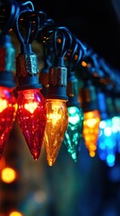 Colorful String Lights Glowing Brightly in Festive Holiday Decor