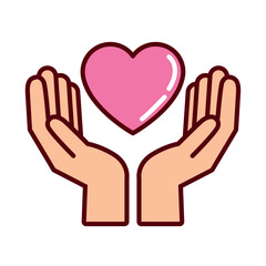 Obraz premium Vector Illustration of Hands Holding a Heart Symbolizing Love, Care, and Support