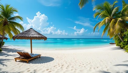 Fototapeta premium Tropical paradise, pristine white sand beach