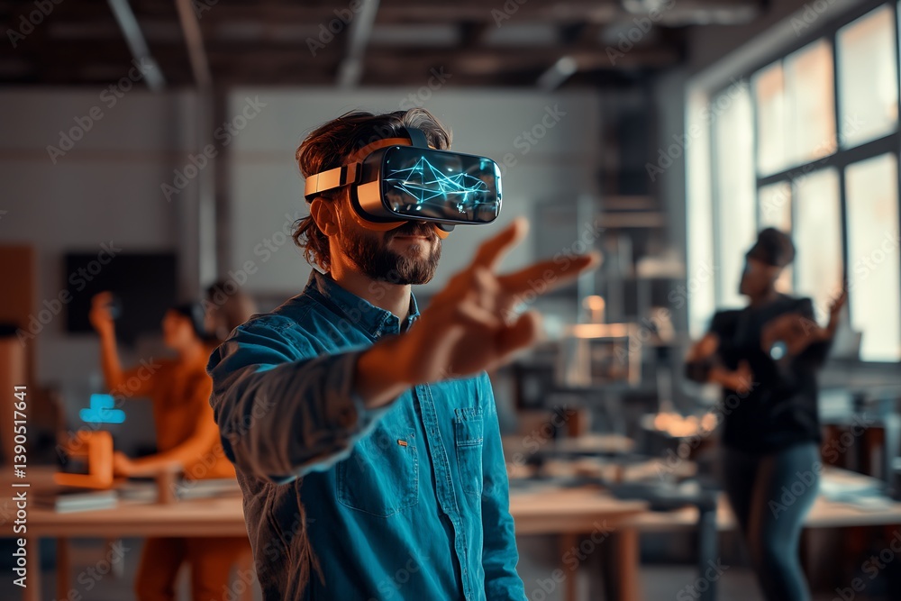 Poster computer science engineer wearing virtual reality