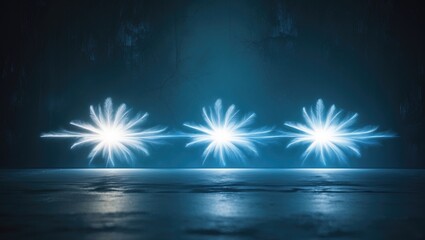 Fototapeta premium Easy to create lens flare effects for overlay designs or screen blending mode to enhance high-quality images. Collection of abstract sunburst, digital flare, iridescent glare over background.