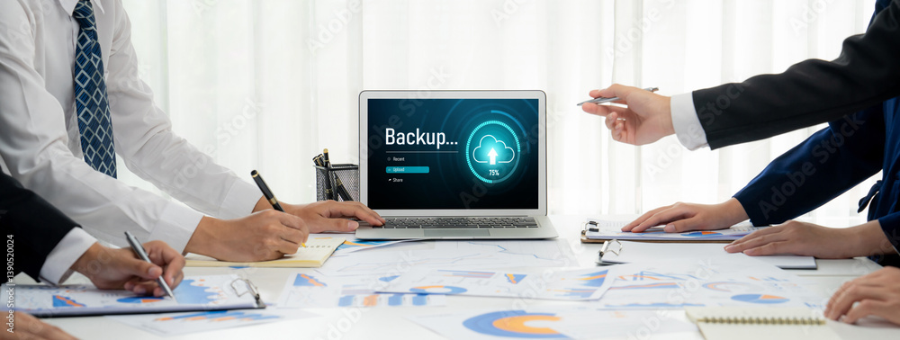 Poster backup storage data internet technology business concept. database storage cloud technology file dat