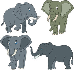 Elephant Clipart Set: Hand-drawn Elephant Illustrations: Doodle Cartoon Elephants for Crafters, Designers, and DIY Lovers.
