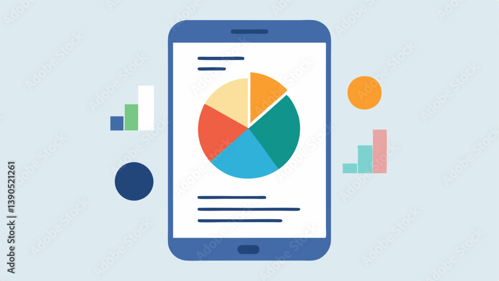 Aufkleber budget overview dashboard a smartphone screen showing a colorful pie chart representing budget alloc