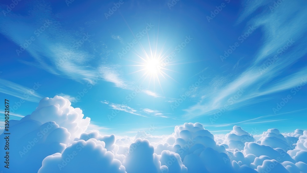 Poster gorgeous cerulean sky complemented by soft white clouds for an abstract setting