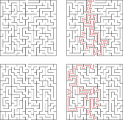 Complex Maze Puzzle With A Solution Educational Challenge For Children And Adults