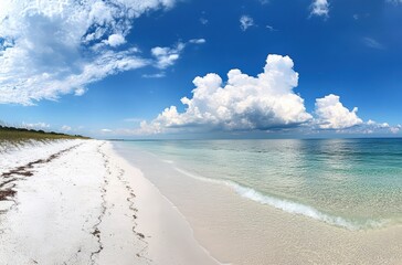 Obraz premium tropical beach with blue sky and clouds
