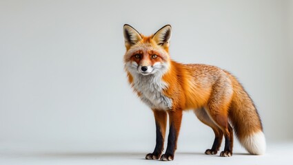 Fototapeta premium gorgeous orange-colored fox separated on a white background