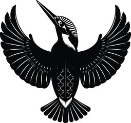 Kingfisher Silhouette Set | Bird Outline Vector Collection