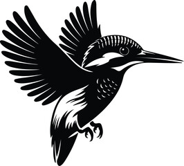 Kingfisher Silhouette Set | Bird Outline Vector Collection