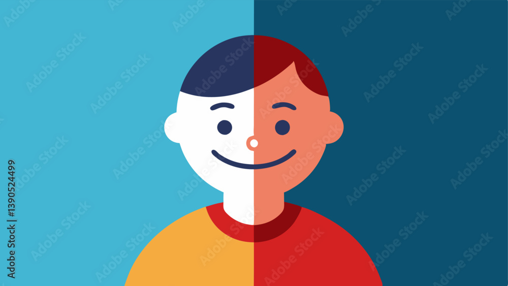 Poster dual faces a split showing a happy face on one side and a distressed face on the other symbolizing t