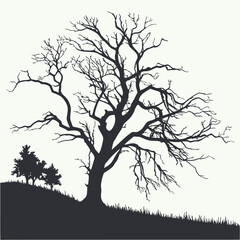 silhouette of a dead tree vector illustration.