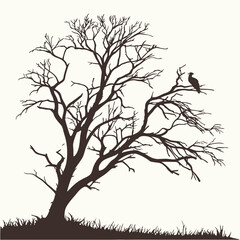 silhouette of a dead tree vector illustration.
