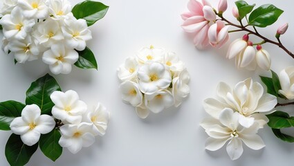 Fototapeta premium Lovely white gardenia blossom isolated on a white background.