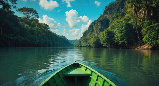 Navigating by boat into the heart of jungles within a national park