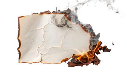Burning of paper, texture and background, clipping path