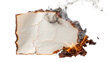 Burning of paper, texture and background, clipping path