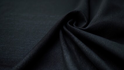 Obraz premium Textured black canvas background with shaded cotton drill fabric