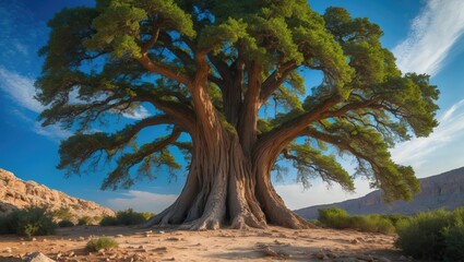 Obraz premium Trees of Al Shouf Cedar Nature Reserve located in the mountains.