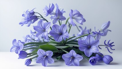 Attractive bluebells displayed on a white canvas