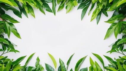 Fototapeta premium green banyan foliage isolated on a white backdrop