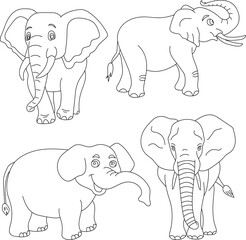 Elephant Clipart Set: Hand-drawn Elephant Illustrations: Doodle Cartoon Elephants for Crafters, Designers, and DIY Lovers.