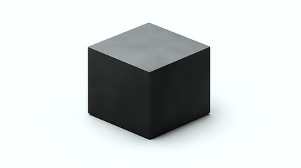 Minimalist black cube with light gray top surface on white background, geometric shape isolated for design projects and conceptual use.
