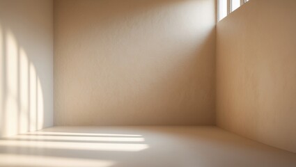 Fototapeta premium Blank wall in beige color. Minimalist space