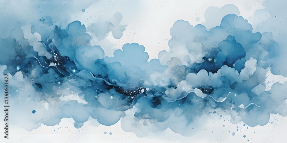 Leinwandbilder ethereal blue abstract, dreamy sky texture. calm backdrop with sparkling particles, creating a sooth