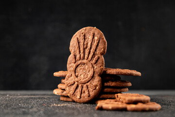 Cookie chocolate nuts sweet cereal dessert organic fresh tasty gourmet food background on the table...