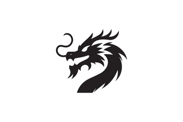 Naklejka premium Symbol of simple Chinese dragon head silhouette in a simple, minimalist vector on a white background