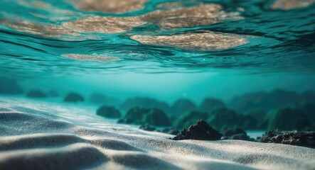 Fototapeta premium Sand on the beach seen underwater