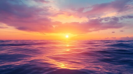 Obraz premium Vibrant sunset over calm ocean waves. (5)