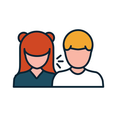 Vector Illustration of a Male and Female Avatar Communicating or Interacting Together Representing Teamwork or Social Connection