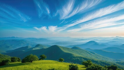 Naklejka premium Picturesque landscape featuring mountains and a nice sky