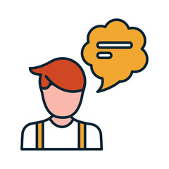 Vector image of a person with a speech bubble icon on a white background