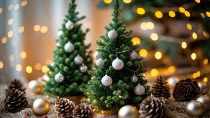 Fototapeta premium Christmas Trees with Light Arrangements