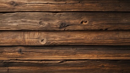 Fototapeta premium Aerial Shot of Naturally Weathered, Coarse Textured Rustic Dark Brown Wood Planks for Backgrounds and Templates Featuring Empty Area for Your Design, Text, Words, or Copy. Horizontal Rectangle
