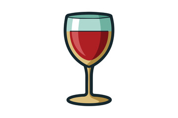 This illustration features a wine glass showcasing vibrant red wine, emphasizing the elegant design in a simple, uncluttered backdrop.