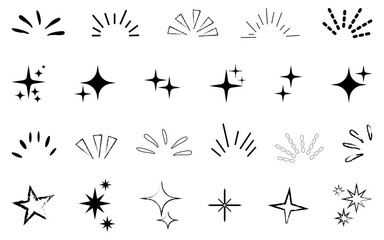 Line sparkle set radial energetic visual element comic style decorative lines sun burst effects dynamic vector elements collection