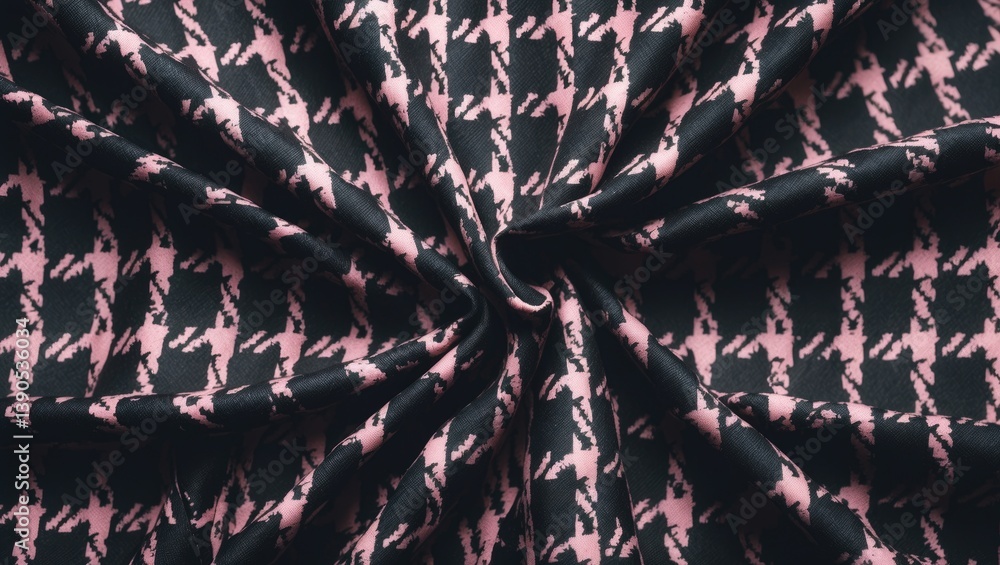 Poster houndstooth pattern in black and pink. dogstooth check design used as a backdrop.