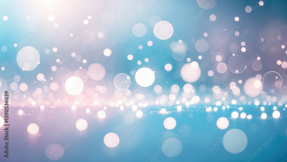 Poster dimmed illumination backdrop, glittering circle bokeh scene, bright pastel design with gradient