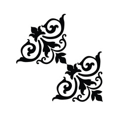 Floral Design A classic black and white floral design element featuring elegant, curved leaves and intricate detailing. Ornamental Perfect for use in decorative borders, logos
