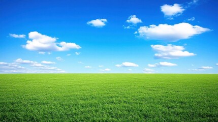 Obraz premium A beautiful landscape of vibrant green grass under a blue sky