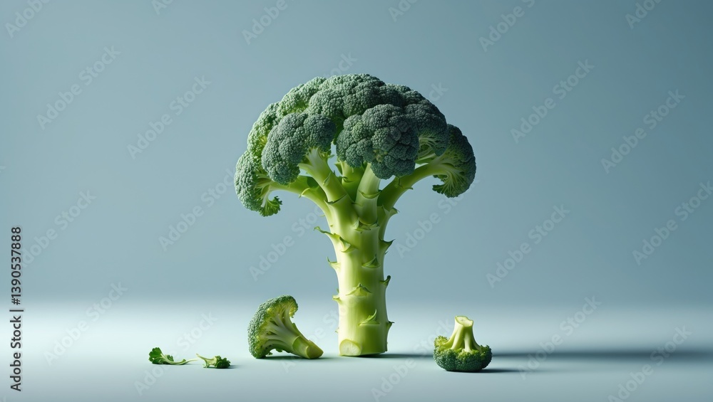 Poster vivid backdrop with broccoli sprig, asparagus cabbage isolated.
